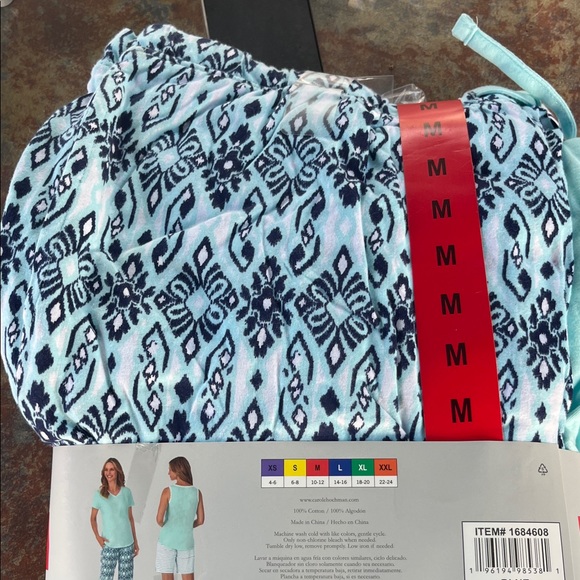 Midnight by Carole Hochman Women's Light Blue Pajama Set nwt 4-piece - Picture 9 of 9